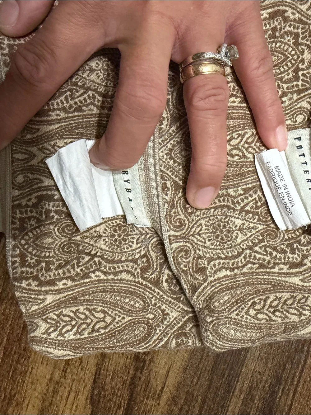 FIVE (5) Pottery Barn Brown and Cream Decorative Pillow Covers, no inserts.